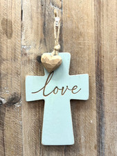 "Love" Wooden Ornament Cross 8" x 4"