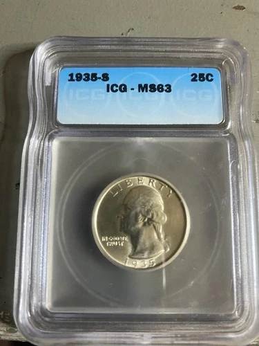 1935 S MS 63 ICG Certified Washington Quarter.