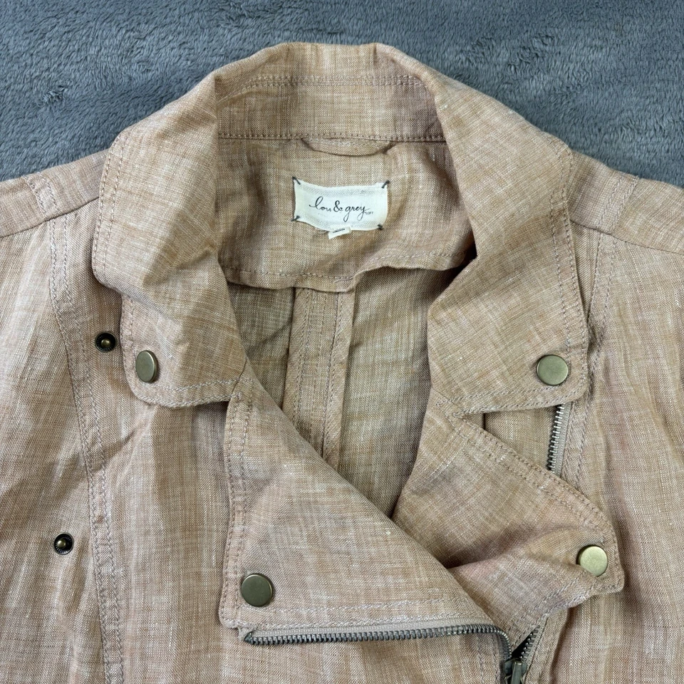 Chaqueta Moto Lou Gris Lino Mujer L Melocotón Blazer Minimalista Preppy Oficina Iglesia Foto 2 de 4