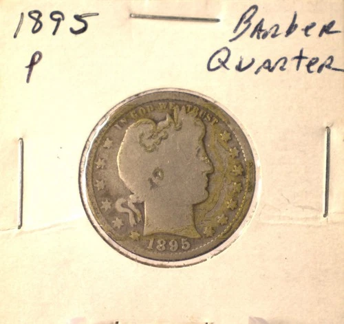 1895 P Barber Quarter - U.S. 25 cents silver coin in circulated condition