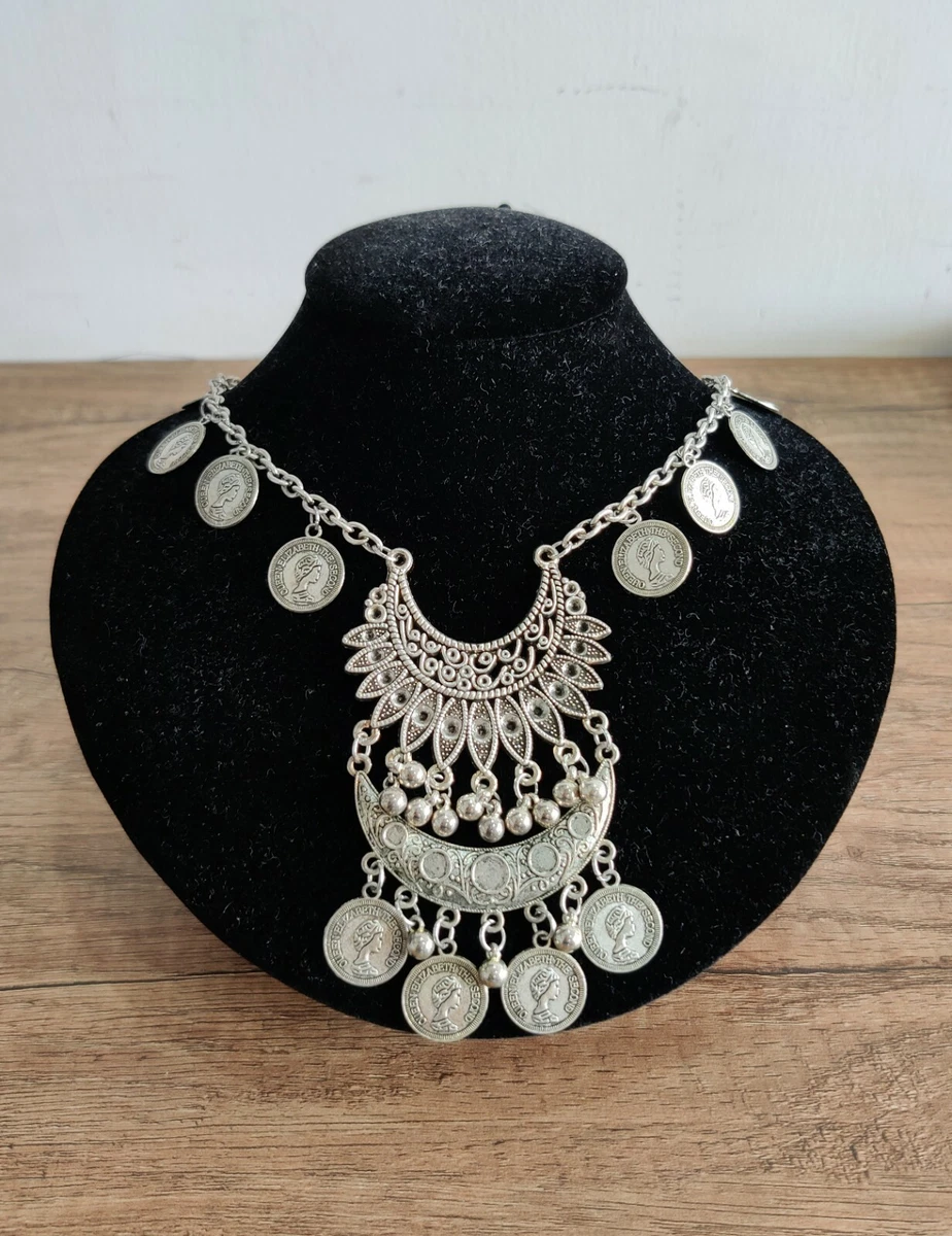 Oxidized coin cheap necklace