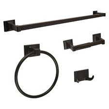 4 Piece Oil Rubbed Bronze Bath Accessory Kit Towel Bar Toilet Paper Holder