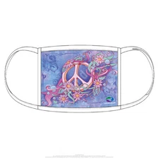 LIQUID BLUE FACE COVERING-MASK-PASTEL PEACE-DOUBLE LAYER- COTTON LINER