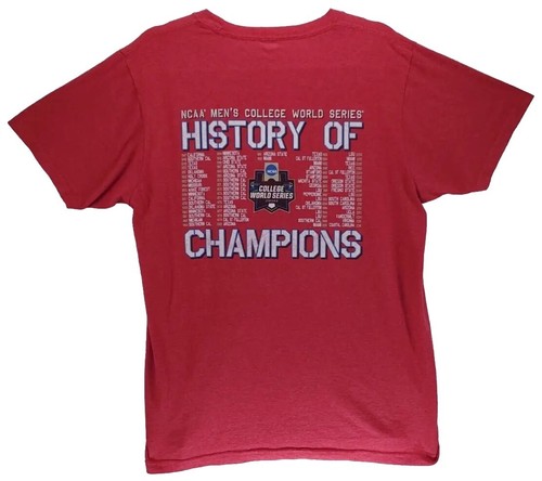 NCAA Men’s College World Series History of Champions T-Shirt Red Size L Baseball