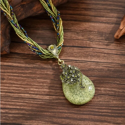 Fashion Bohemia Necklace Crystal Flower Decoration Tassel Pendant Women - Picture 9 of 9