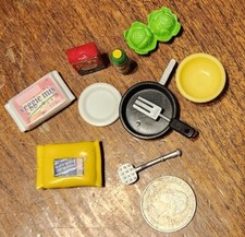 Dollhouse Miniature Kitchen Food Accessories Lot Of 10  Utensils Pan Lettuce