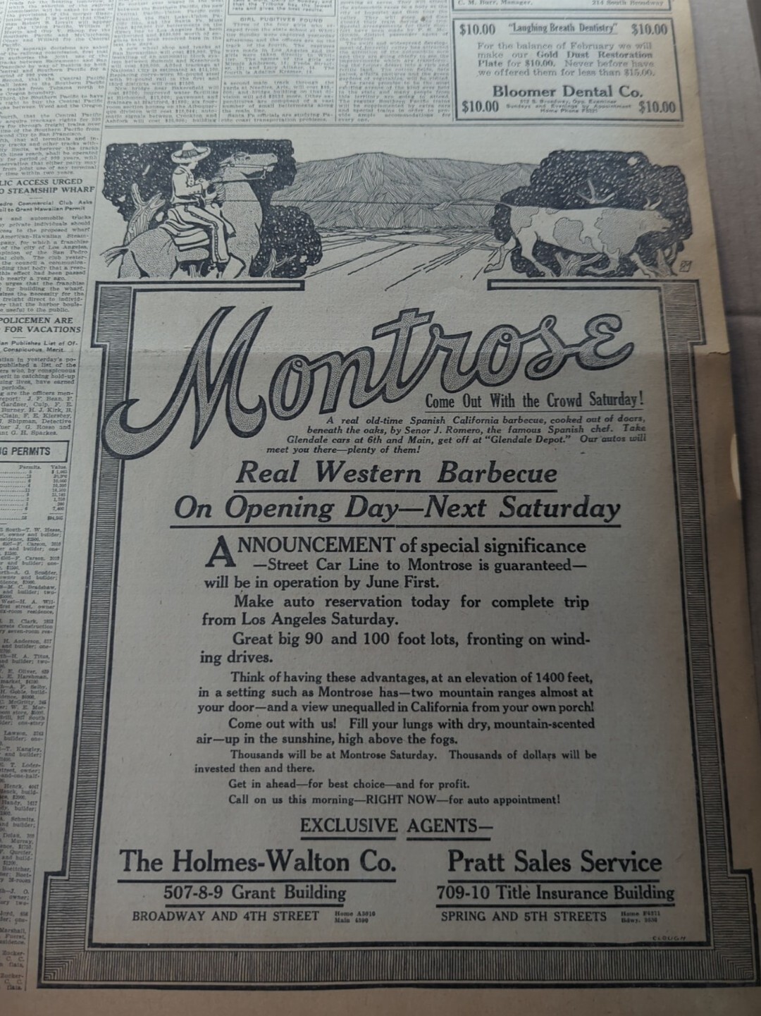FEB 19, 1913 NEWSPAPER PAGE 8875 TUJUNGA ACRES & MONTROSE CALIFORNIA