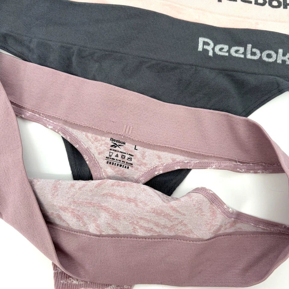 Женские бесшовные стринги Reebok, упаковка 5 шт. размер большой розовый серый лиловый фиолетовый - Изображение 3 из 3