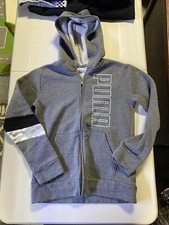 Puma Gray Zip Up Hooded Sweatshirt Youth Size M 8 10