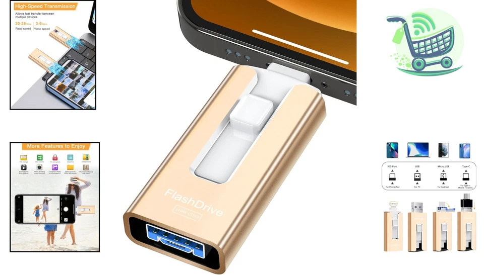 Premium 256GB USB Flash Drive - One-Click Backup & Encryption for Secure Storage - Image 2 of 4