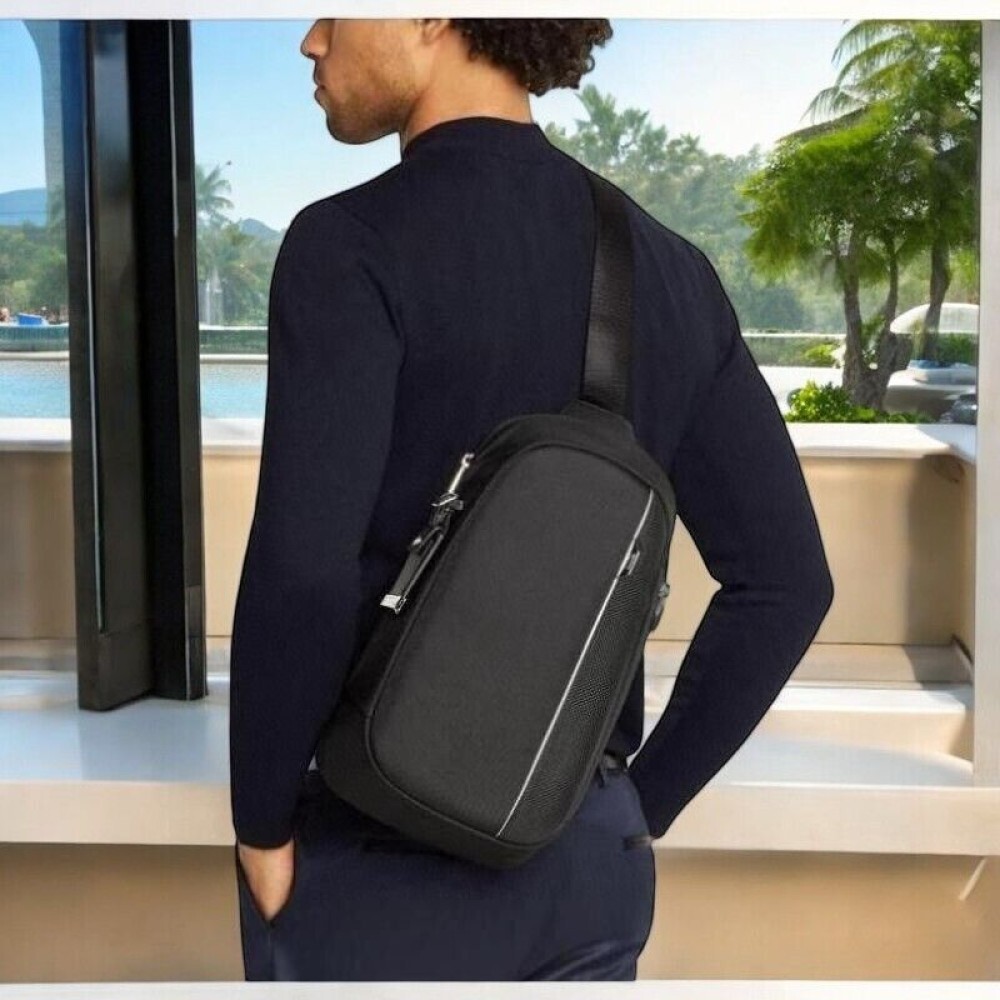 TUMI 25503010 Martin Sling Crossbody Bag Nylon/Leather Black Outlet #ZELN