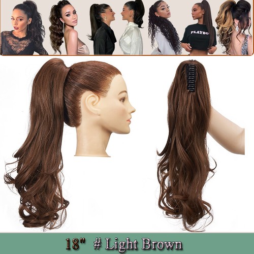 Jaw Claw-on Ponytail Hairpiece Clip in Thick Pony Tail As Human Hair Extensions - Picture 34 of 45