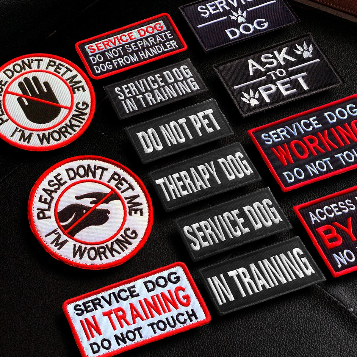 Hook Loop Patch Patches for Service Dog Therapy DO NOT PET Harness Warning  Label