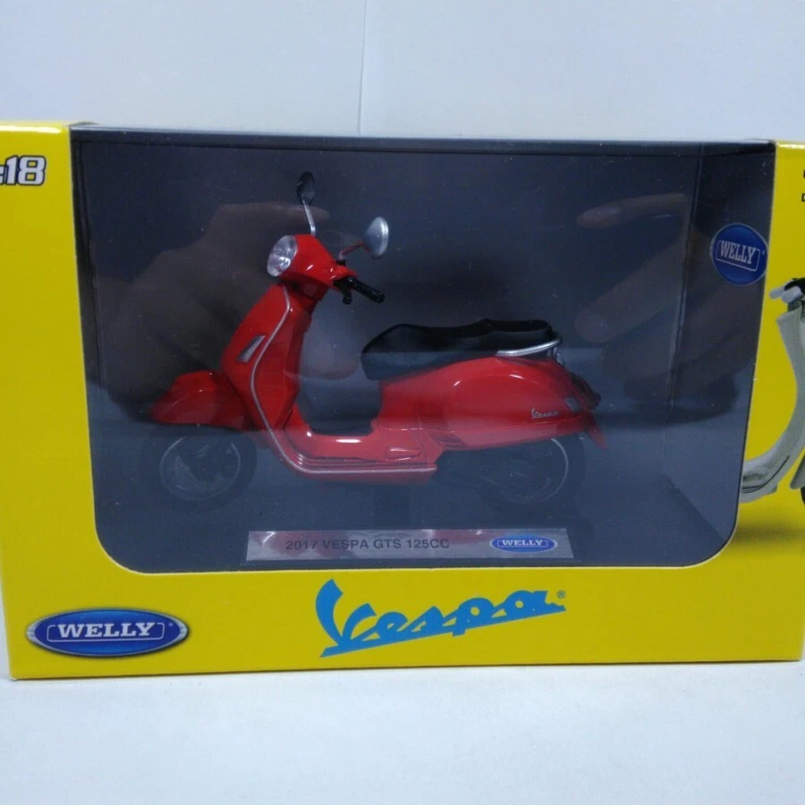 Diecast Custom Motor Vespa GTS 125 Miniatur Welly Red Skala 1:18 For Gift Sale - Image 3 of 4