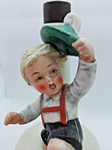 Vintage Goebel Hummel Dancing Boy in Lederhosen Table Lamp Base Germany Bee Mark