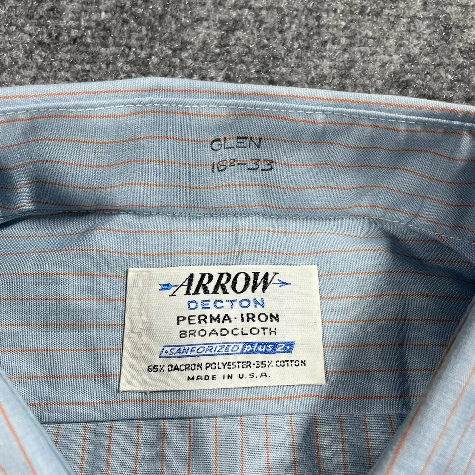 Camisa Flecha Vintage Años 60 Hombres 16 Grande Decton Paño Ancho Azul Vestido ¡NUEVA SIN EXISTENCIAS! Foto 4 de 4