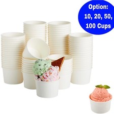 6 oz Ice Cream Paper Cups, Sundae Dessert Bowls, Yogurt Food Cup White