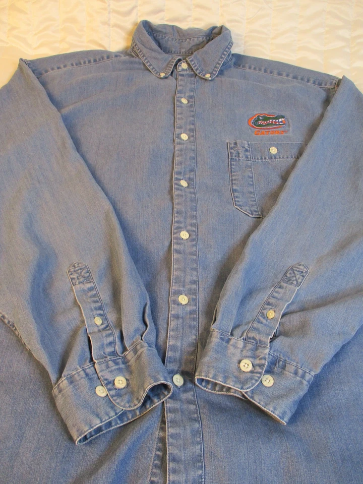 Gear For Sports Florida Gators Shirt Men's 2XL Blue Jeans Denim Button Up Pocket - Image 3 of 4
