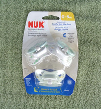 NUK- Pack of 3 Baby Orthodontic Pacifiers- 0-6 M- Glows in Dark- NIP