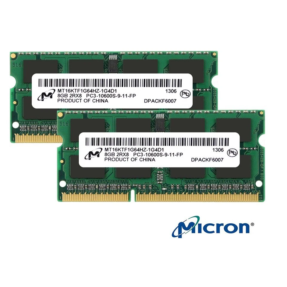Micron 16GB 8GB 4GB PC3-10600S DDR3 1333MHz 204Pin SODIMM Laptop Memory RAM LOT - Image 2 of 4