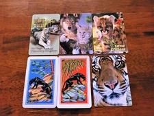 BIG CATS - Lot of 6 Single Vintage Swap Playing Cards Featuring Tiger Panther