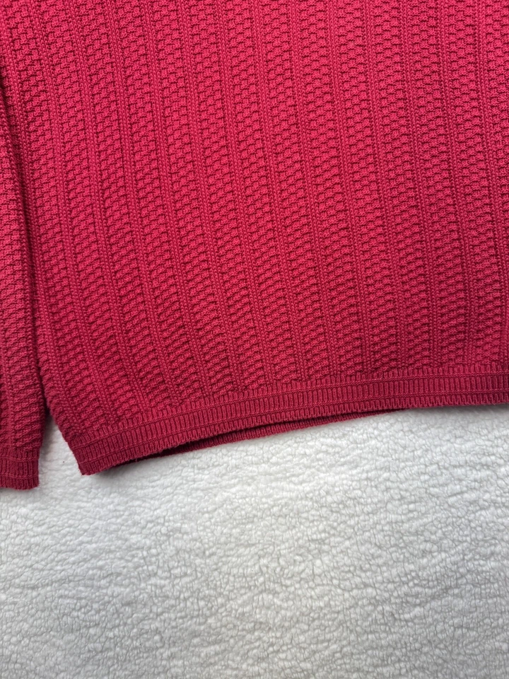 Suéter Pescador Bill Blass Vintage Rojo Talla Mediana EE. UU. Grueso Tejido 100% Algodón Foto 3 de 4