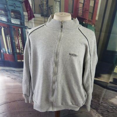 Umbro grau meliertes Sweatshirt mit durchgehendem Reißverschluss aus Baumwolle und Polyester. UK Herren Gr. XXL