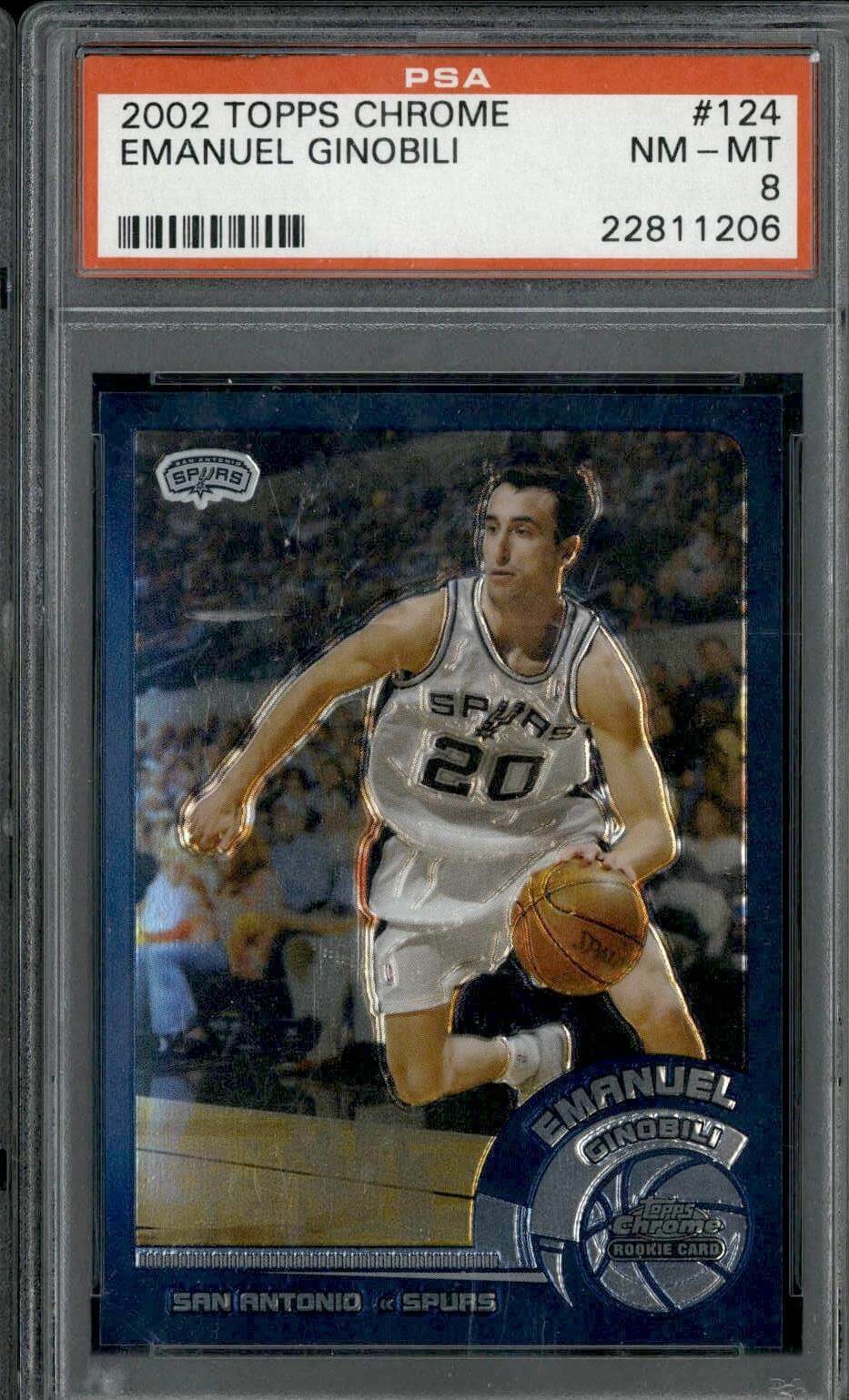 2002 Topps Chrome #124 Emanuel Ginobili - PSA 8