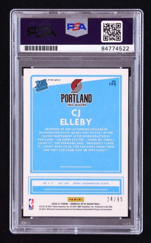 CJ Elleby Signed 2020-21 Donruss Optic Fast Break Purple #195 #24/95 RR RC (PSA - Picture 2 of 2