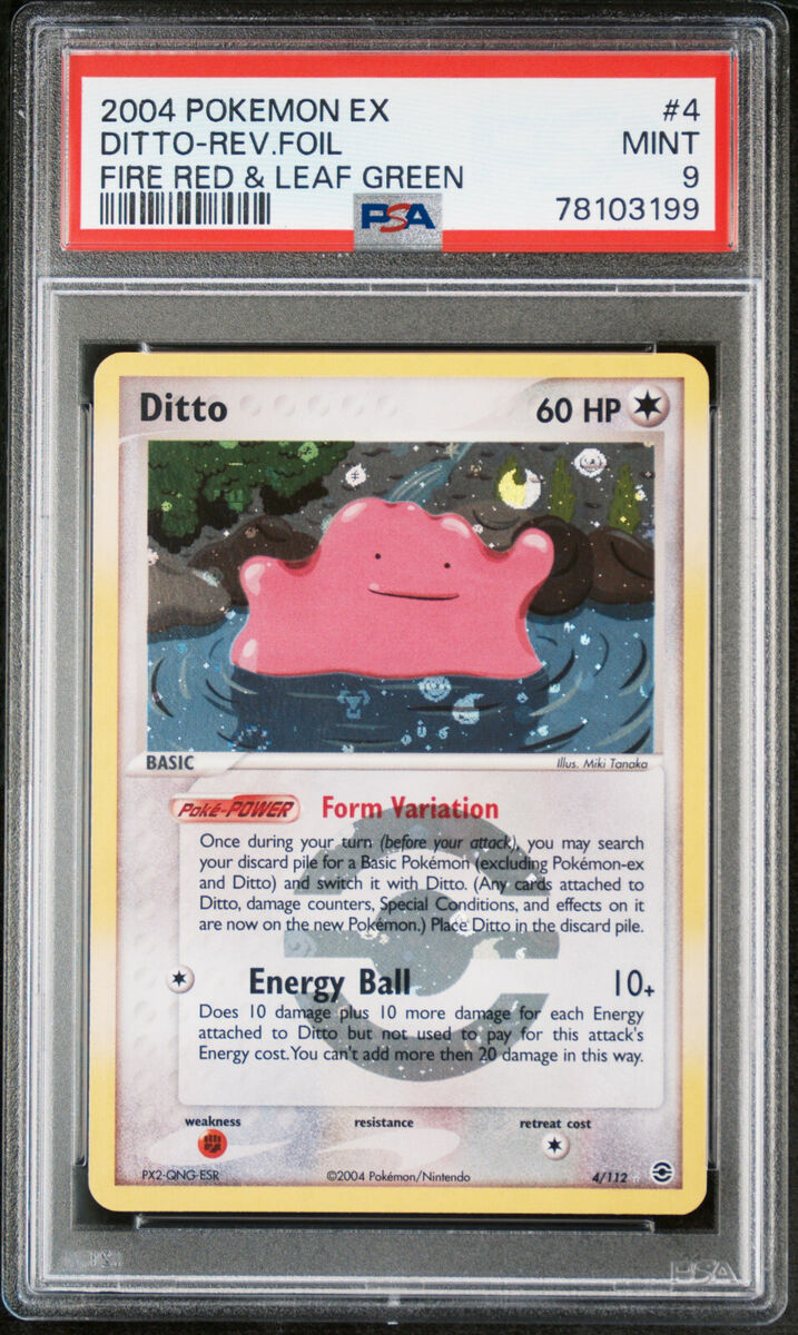 PSA 9 MINT Ditto 2004 EX Fire Red Leaf Green 4/112 Reverse HOLO Pokemon  Card