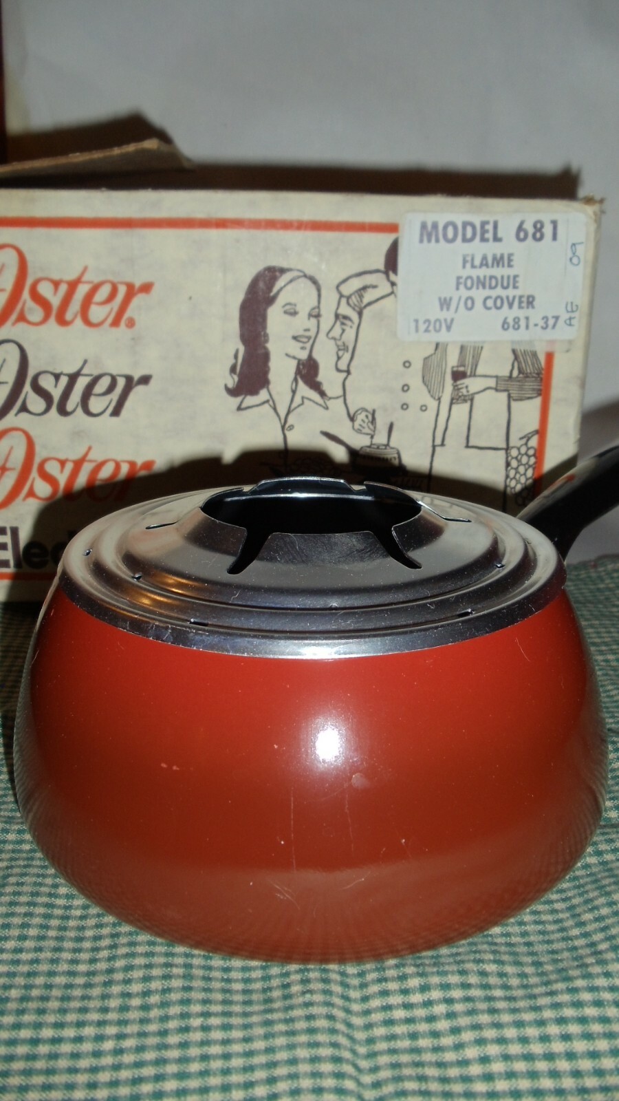 Vintage 1st. Generation Oster Electric Fondue 68137 Flame Red in