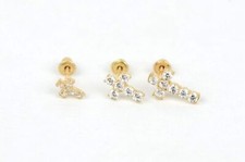 14K Yellow or White Gold Cubic Zirconia CZ Cross Earrings