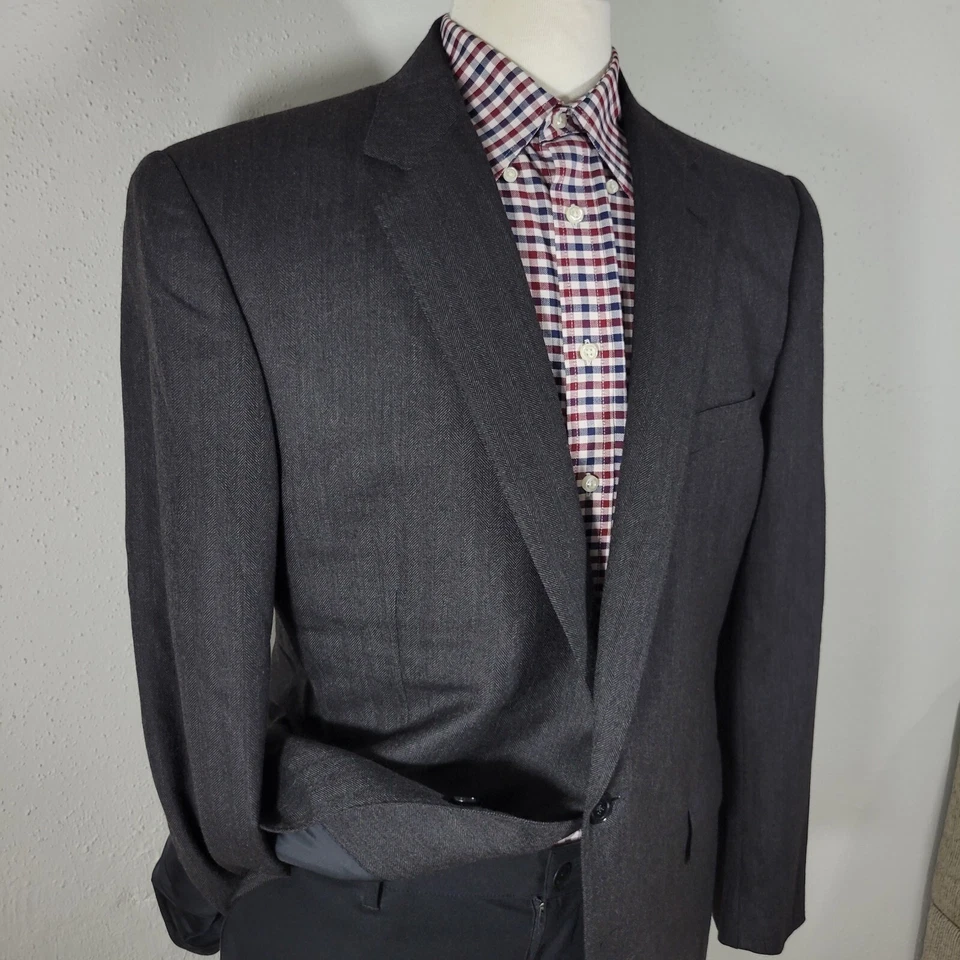 Abrigo deportivo para hombre Ralph Lauren etiqueta negra CH gris espiga lana cachemir 48L Foto 3 de 4