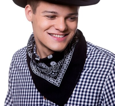 Cowgirl Fancy Dress Neckerchief Scarf Bandana Black Cowboy Neckercheif New  w UK