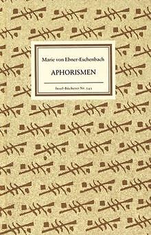 Aphorismen (Insel Bücherei) von Ebner-Eschenbach, Marie von | Buch | Zustand gut - Ebner-Eschenbach, Marie von