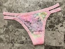NWT VICTORIA'S SECRET PINK LAVENDER OMBRE FLORAL LACE STRAPPY SIDE THONG PANTIES