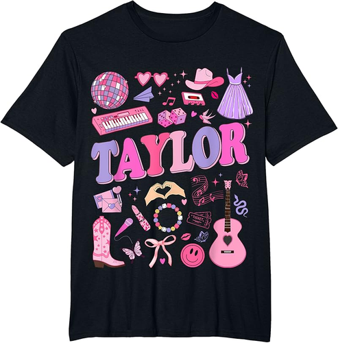 Neu! Taylor T-Shirt Vorname personalisiert Groovy 80er Unisex LT288 - Bild 1 von 3