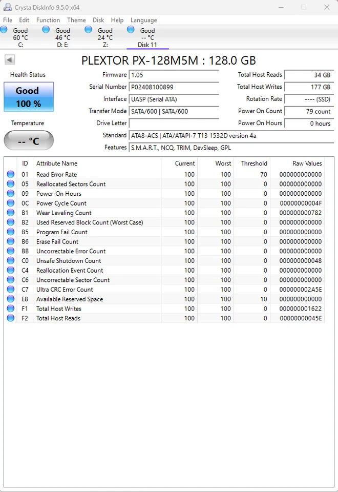 Plextor PX-128M5M 128Gb mSATA used - Image 3 of 3