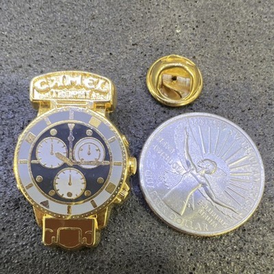 Camel Trophy Watch-Shaped Gold Tone Collectible Pinback Arthus Bertrand Paris