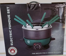 Chef's Counter Fondue Pot Electric Set 1.4 Qt Stainless Steel 