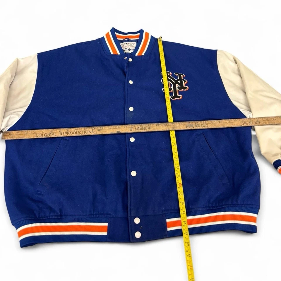 Vintage Majestic New York Mets Wool Embroidered Varsity Jacket Men's 4XL - Image 4 of 4