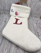 New Wondershop Initial Monogram Knit 19" Christmas Stocking White Letters