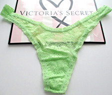 VICTORIA'S SECRET PINK Wink High Leg Thong Panty L Lace VS Green FREE SHIP 4 