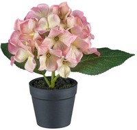 Artplants Kunstblume Hortensie Lendyn Im Kunsttopf, Rosa-GrüN, 20Cm