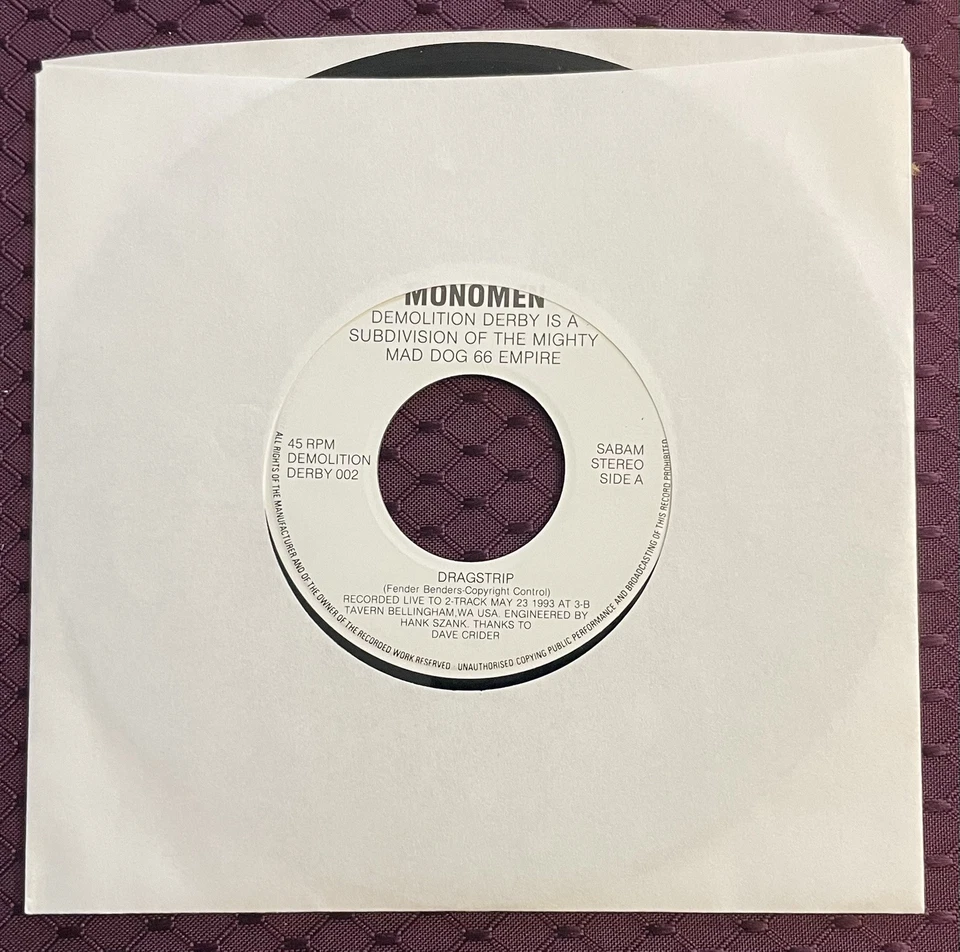 MONO MEN / APEMEN ‘Dragstrip Intoxica 7" M/VG Robert John Hafner Batmobile DT's - Image 2 of 4