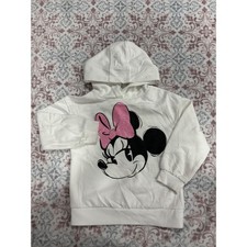 Disney Primark Girls Minnie Mouse White Glitter Bow Hoodie Sweatshirt Size 5-6Y