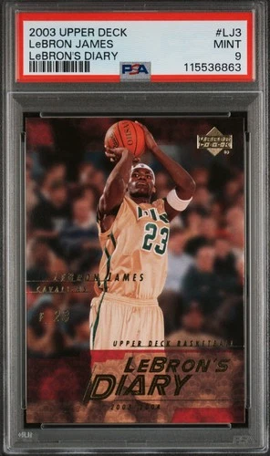 2003 UPPER DECK LEBRON'S DIARY #LJ3 LEBRON JAMES ROOKIE CARD (RC) PSA 9