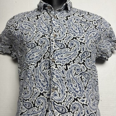 Scotch Soda Paisley Print Linen Short Sleeve Button Up Shirt Men's Size: Medium