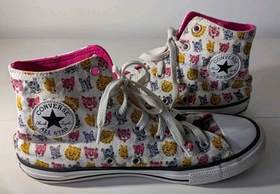 Converse All Star Cats Pattern High Tops Sneaker UK Größe 5,5 EU 38,5 Pink Multi