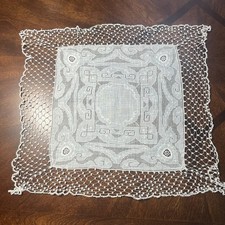 Outstanding VTG Antique Linen Crochet Lace Wedding Handkerchief Drawn/White Work